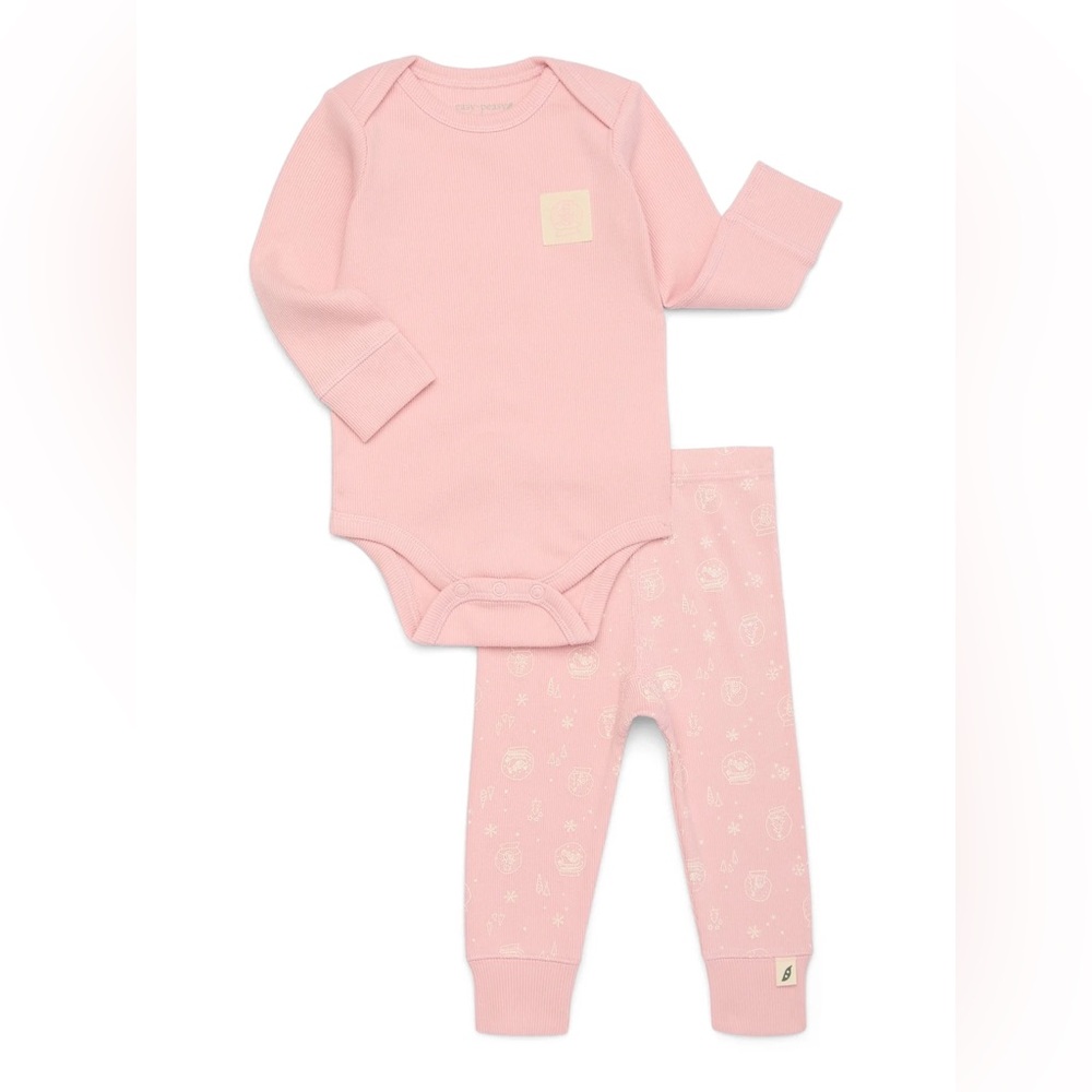 Cozy Pink Snow Globe Print Footie One-Piece